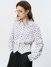 Polka Dot Waist-Cinched Tencel Linen Blouse
