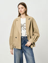 Camel Lapel Loose Short Jacket