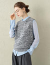 Grey Marled Wool-Blend Sweater Vest