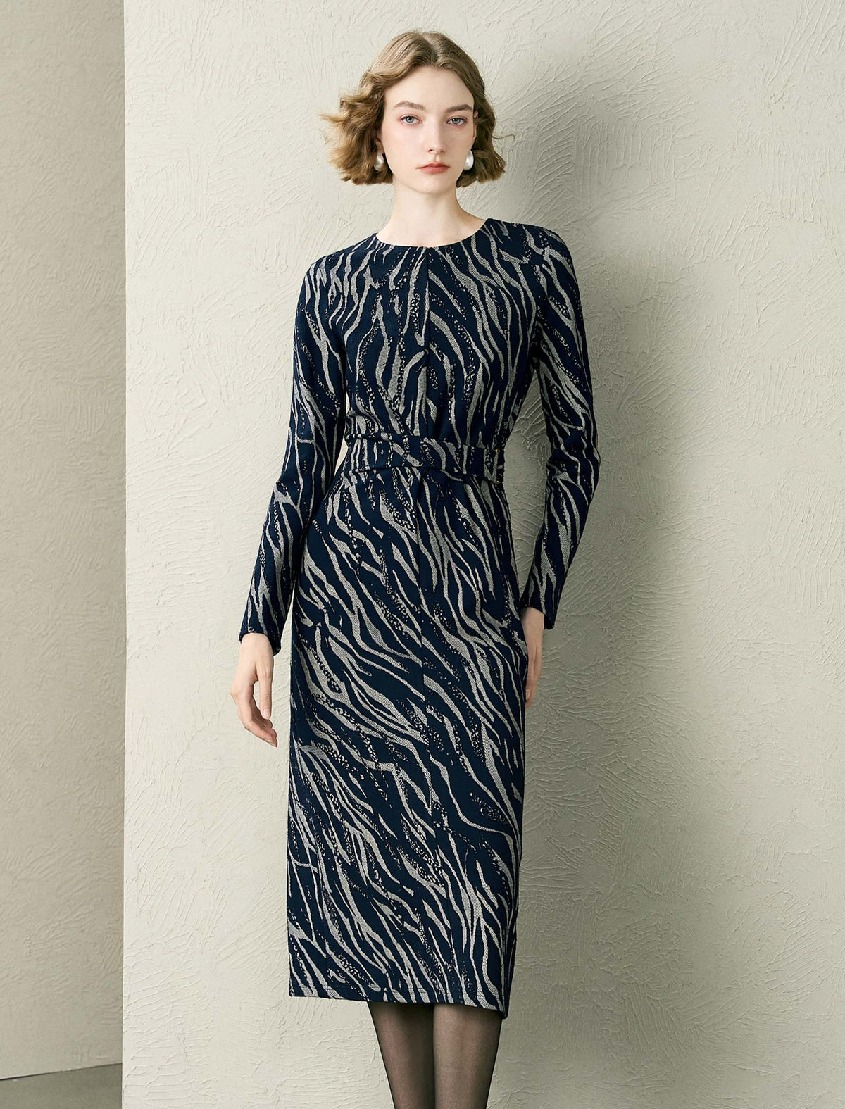 Zebra-Print Midi Dress