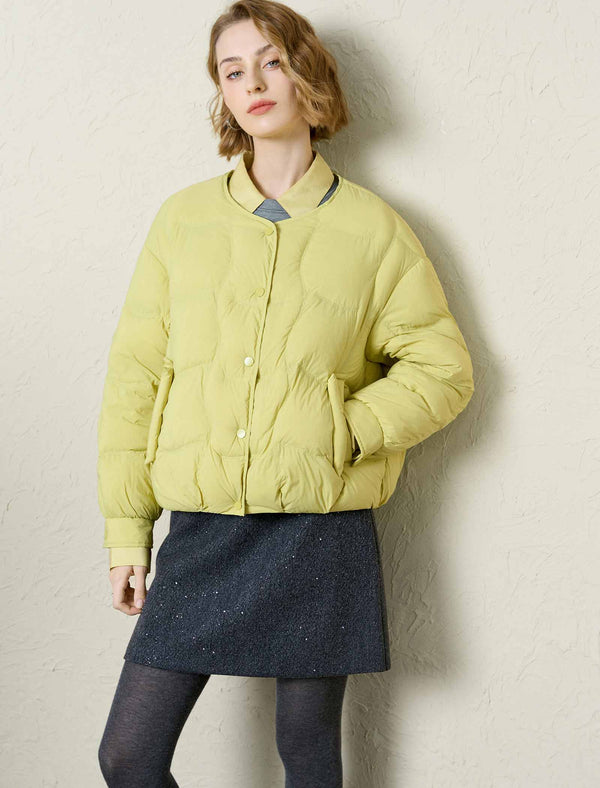 Bomber-Style Down Cropped Jacket