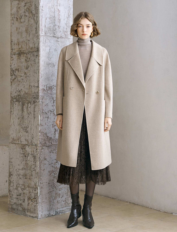 100% Wool Double-Breasted Maxi Coat