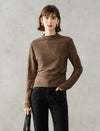 Ruched Slim Fit Mock Neck Long-Sleeve Knit Top