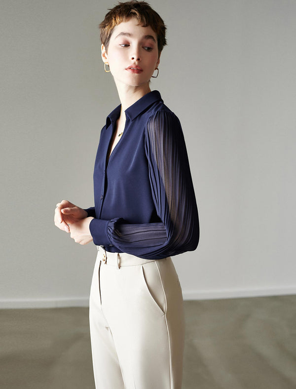 Lantern Sleeve Casual European Long-Sleeve Blouse