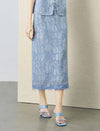 Light Blue Sequin Lace Midi Skirt
