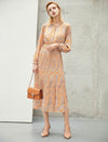Warm Orange Architectural Light And Shadow Printed Dress