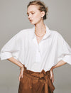 Half Placket Three-Quarter Sleeve Blouse