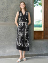 Abstract Print Sleeveless Midi Dress