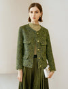 Wool Decorative Pockets Cropped Coats