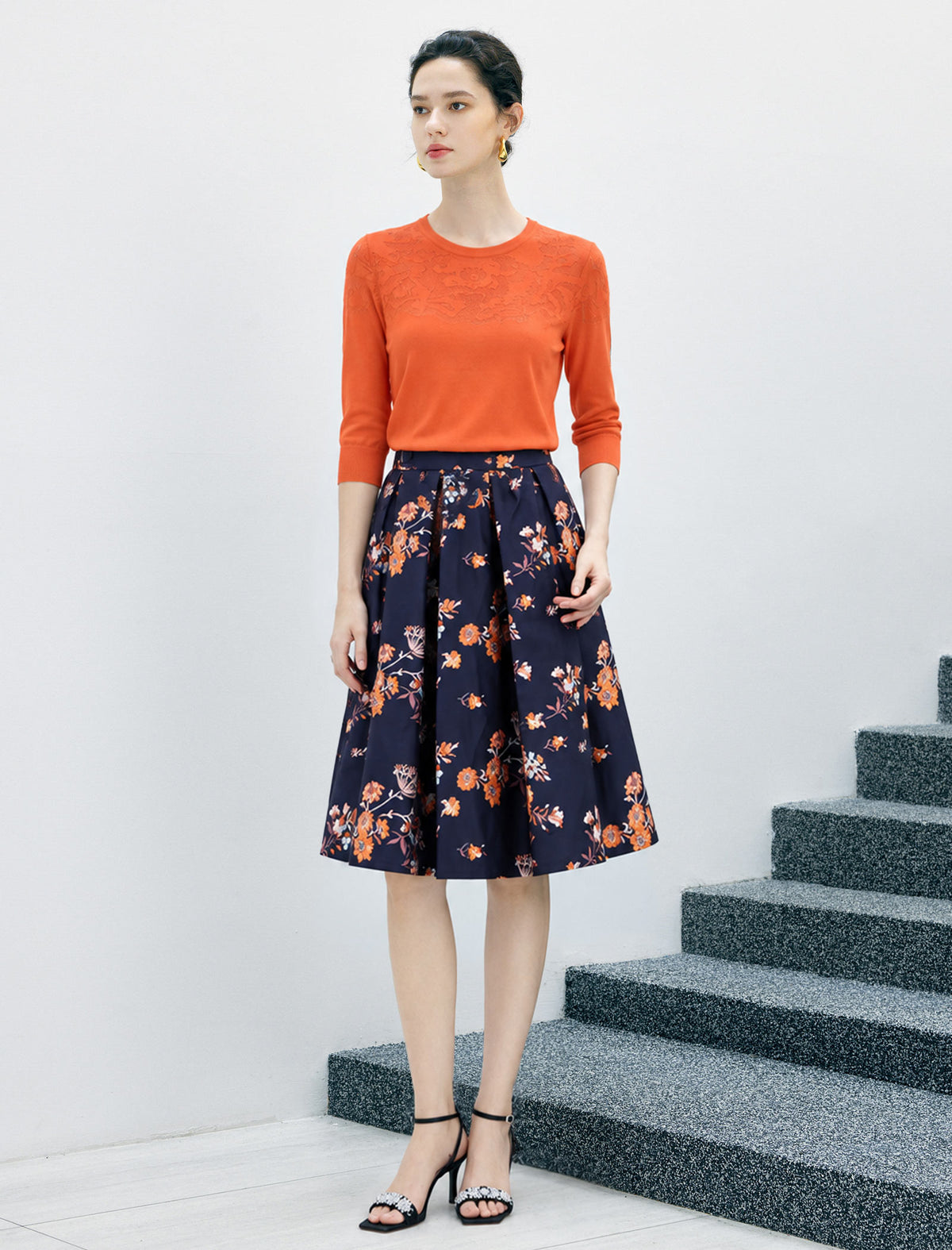 Classic Floral Print Skirt