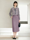 Solid High‑Waist A‑Line Midi Skirt