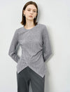 Button-Detail Asymmetric-Hem Knit Top