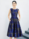 Floral Print Crewneck Sleeveless Fitted Midi Dress