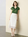 Acetate Satin V-Neck Cap Sleeve Blouse