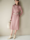 Textured Turtleneck Belted Dress