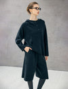 100% Wool Hooded Half-Button Pocket Relaxed Sweater