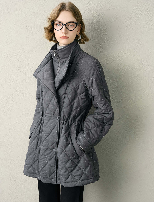 Quilted Polka Dot Padded Coat