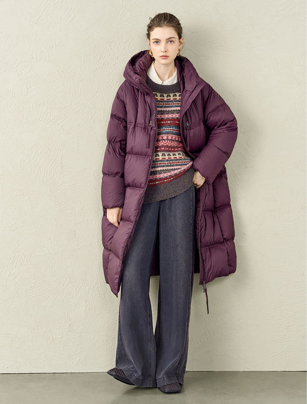 Long Hooded Down Coat