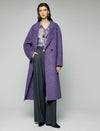 Wool Blend Notched-Lapel Double-Breasted Relaxed Long Coat