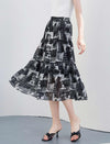 Vintage Print A-Line Skirt