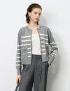 Striped Zipper Short Knit Cardigan