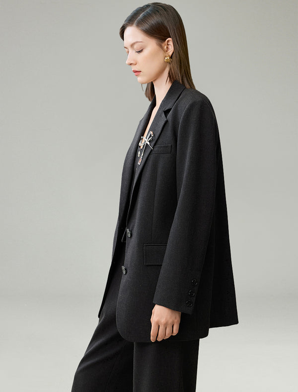 Linen Blend Relaxed Fit Tailored Blazer