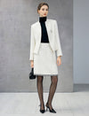 Wool Blend Braided-Trim High-Waist Straight Skirt