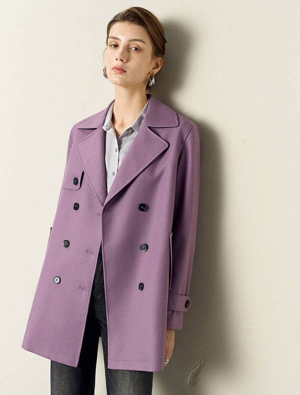 Vintage Lapel Belted Short Trench Coat