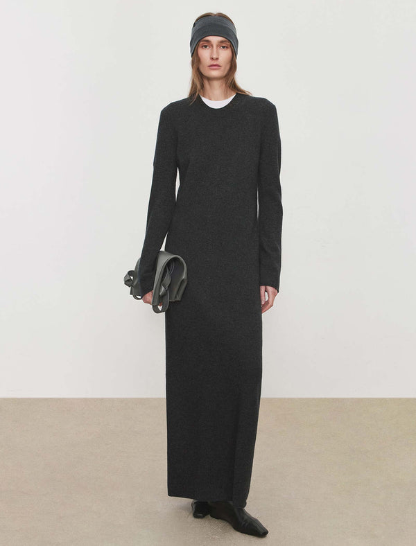 100% Wool Crew Neck Maxi Dress
