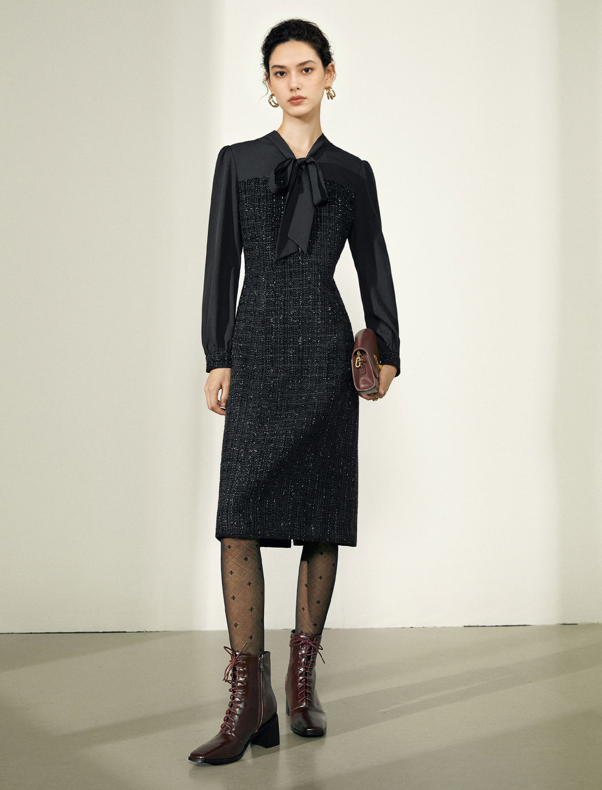 Classic Textured Fitted Dress