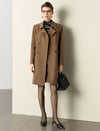 Brown Double-Breasted Notched-Lapel Trench Coat
