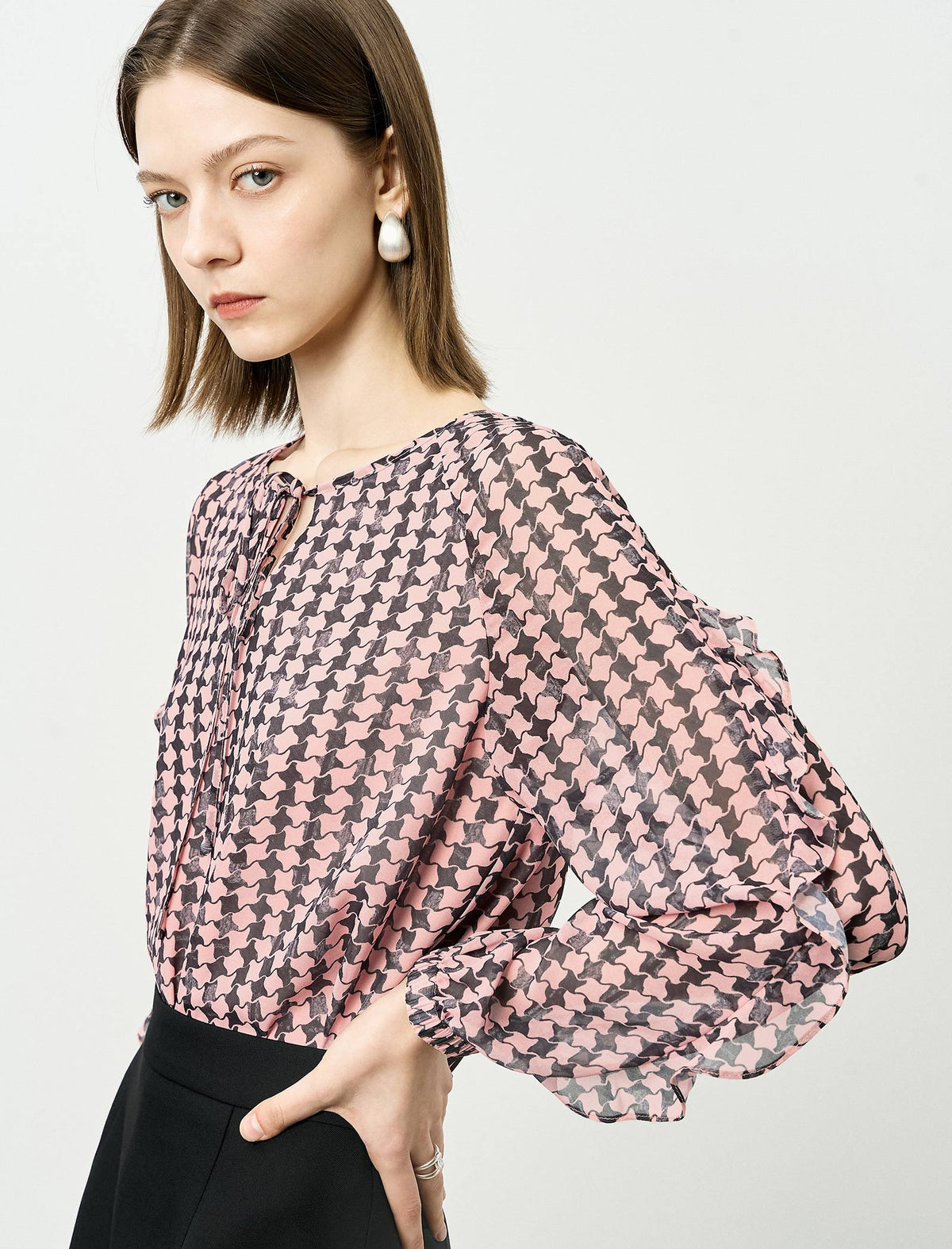 Pink Plaid Loose High-End Shirt