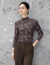 Paisley Print High Neck Long Sleeve Top
