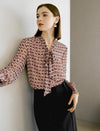 Geometric Print Tie Neck Blouse