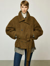 Wool-Alpaca Blend Belted Short Coat