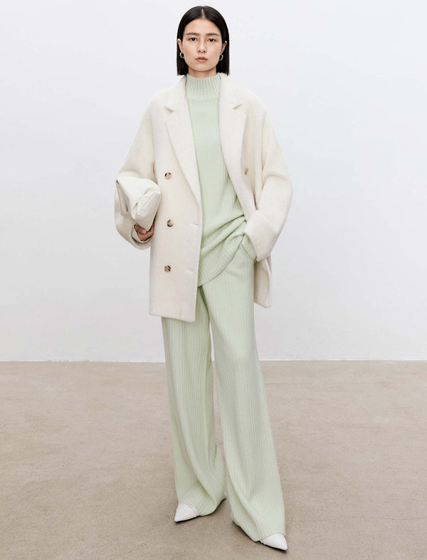 100% Alpaca Double-Breasted Wool Coat