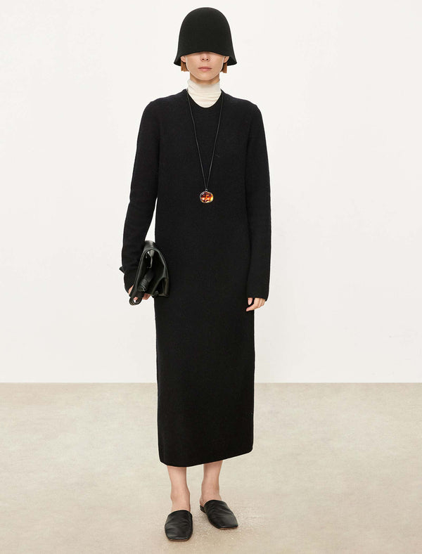 100% Wool Crew Neck Maxi Dress