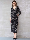 Floral Print Wrap Side Slit Midi Dress