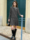 Tweed Plaid Bow Detail Dress