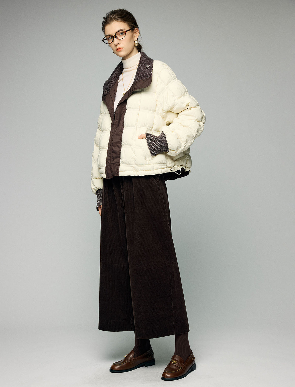 Textured Relaxed Wide-Leg Pants