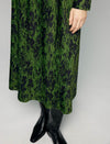 Floral Print Crewneck Belted Fitted Midi Dress