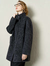 Wool-Alpaca Blend Stand Collar Textured Coat