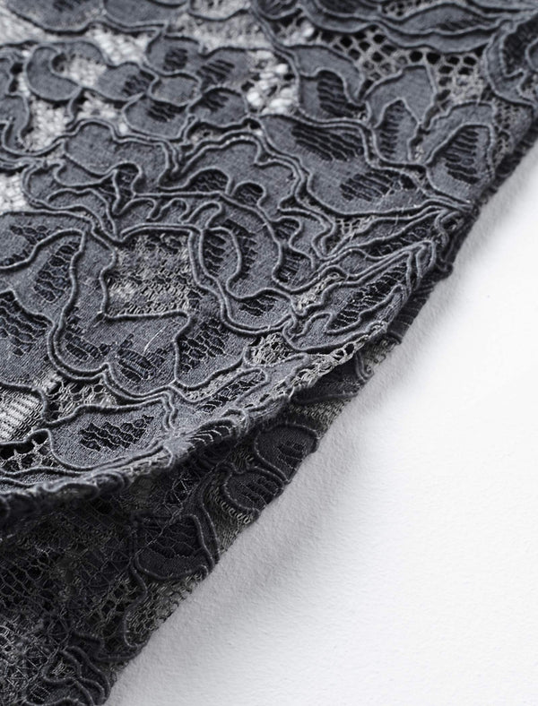 Floral Lace Flared Hem Midi Skirt