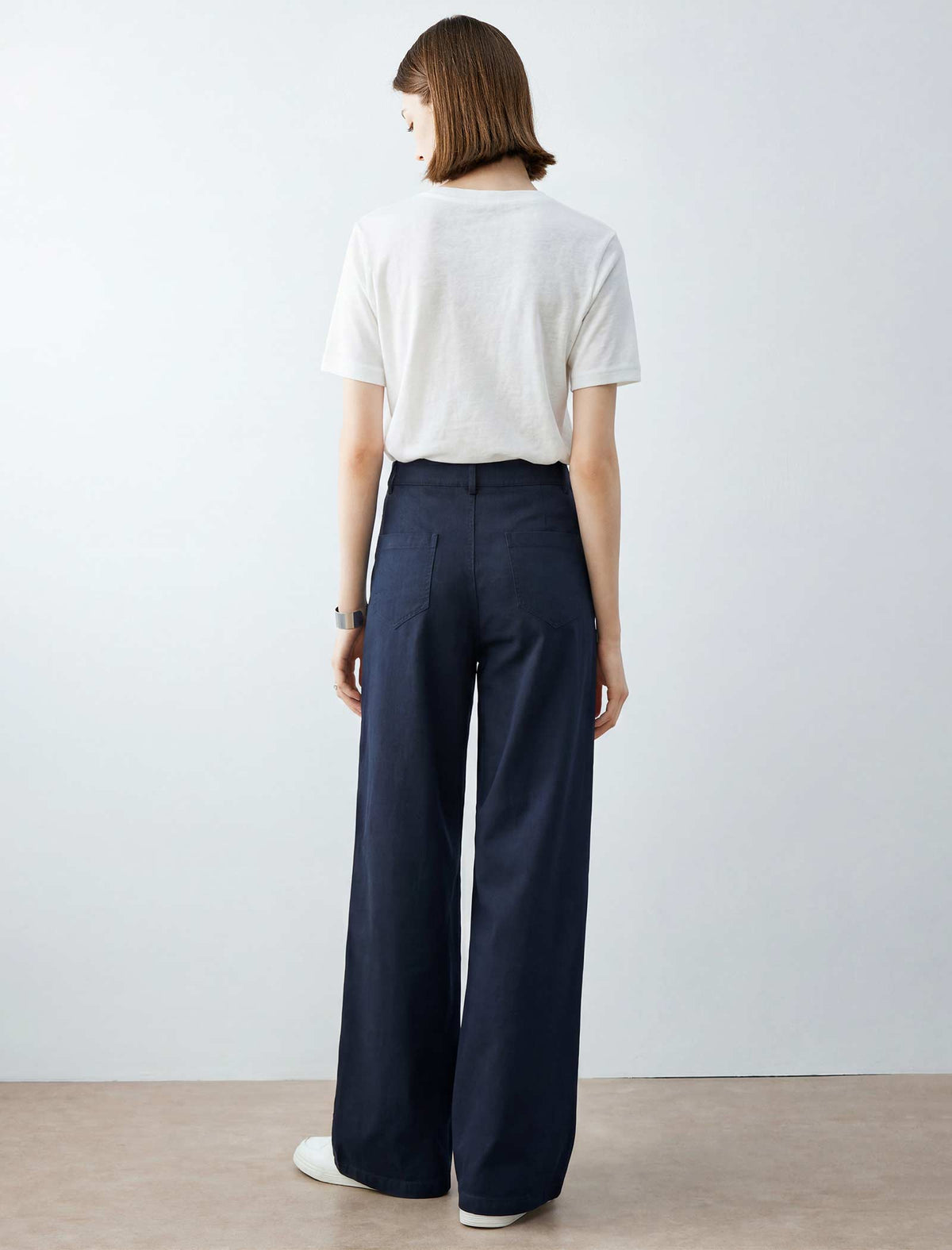 High Waisted Wide Leg Cotton Pants