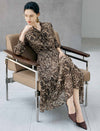 Paisley Print Tie Neck Smocked Waist Midi Dress