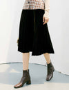 Solid Vintage Pleated A-Line Skirt