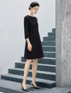Wool Blend Quilted Button-Front Straight-Fit Dress
