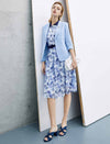 Leaf Print Contrast Trim Shirt Dress