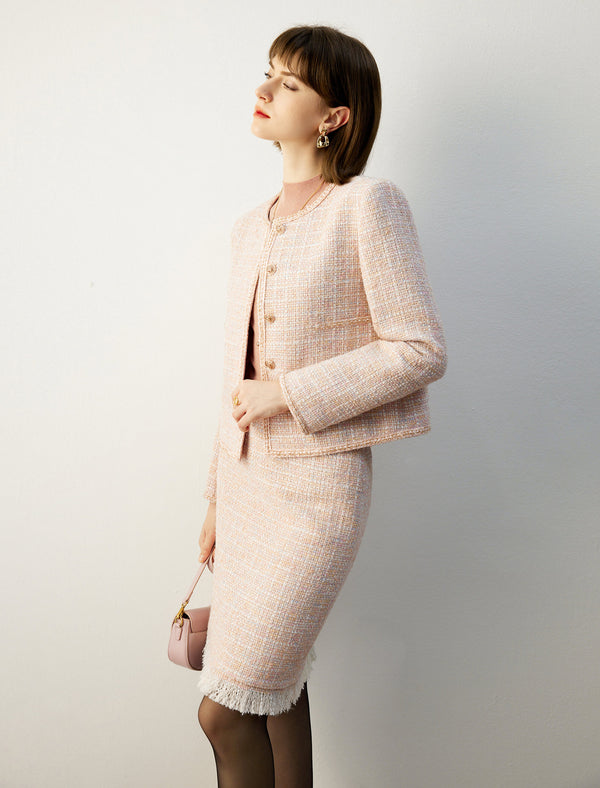 Sparkle Tweed Wool-Blend Cropped Jacket