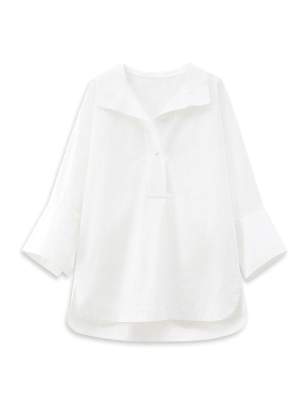 Half Placket Three-Quarter Sleeve Blouse